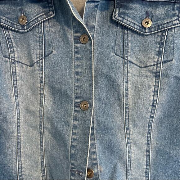 DG2 Diane Gilman Blue Stretch Denim Jean Jacket 2X - Picture 7 of 13